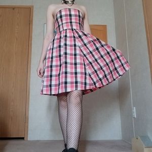 plaid strapless dress